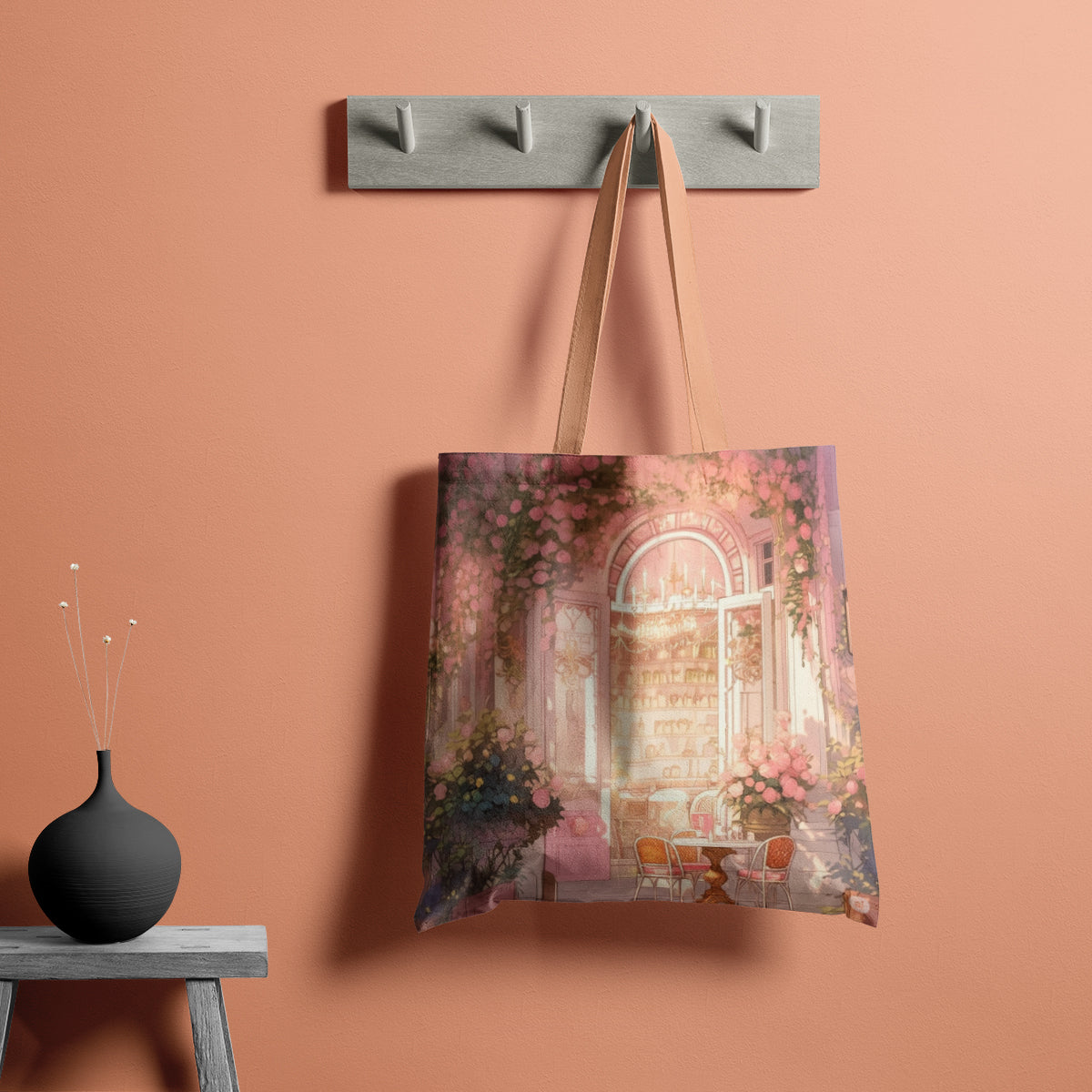 Romantic Floral Café Pastel Interior Tote Bag