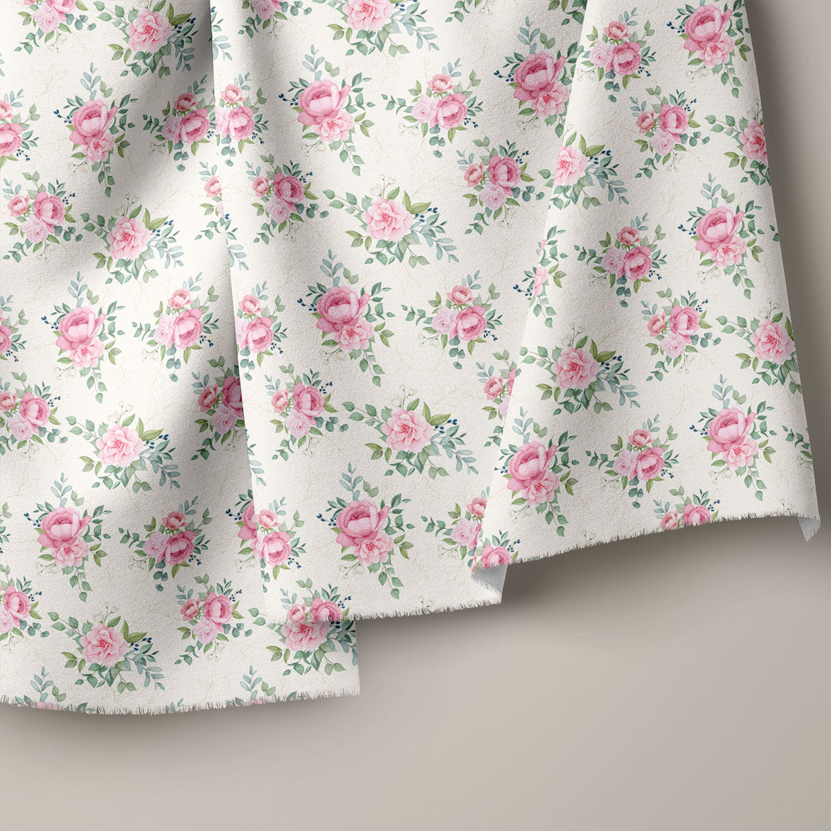 Satin Linen Rose Floral Print