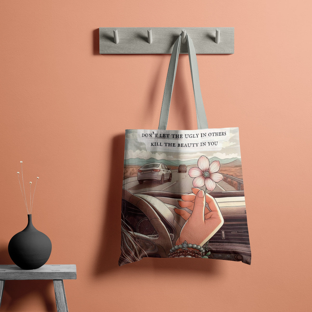 Drive With Kindness Floral Journey Tote Bag