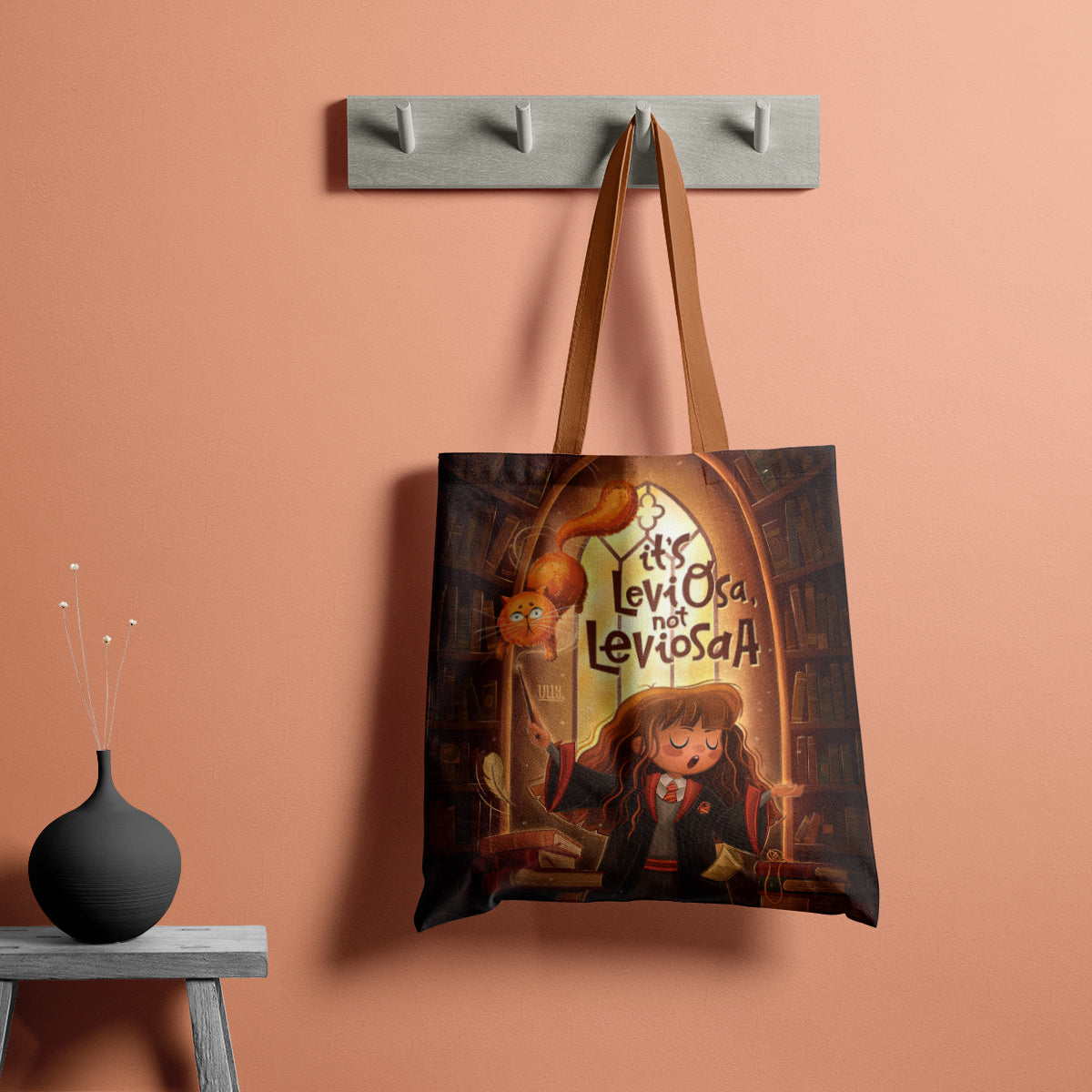 Magical Leviosa Wizard Library Art Tote Bag