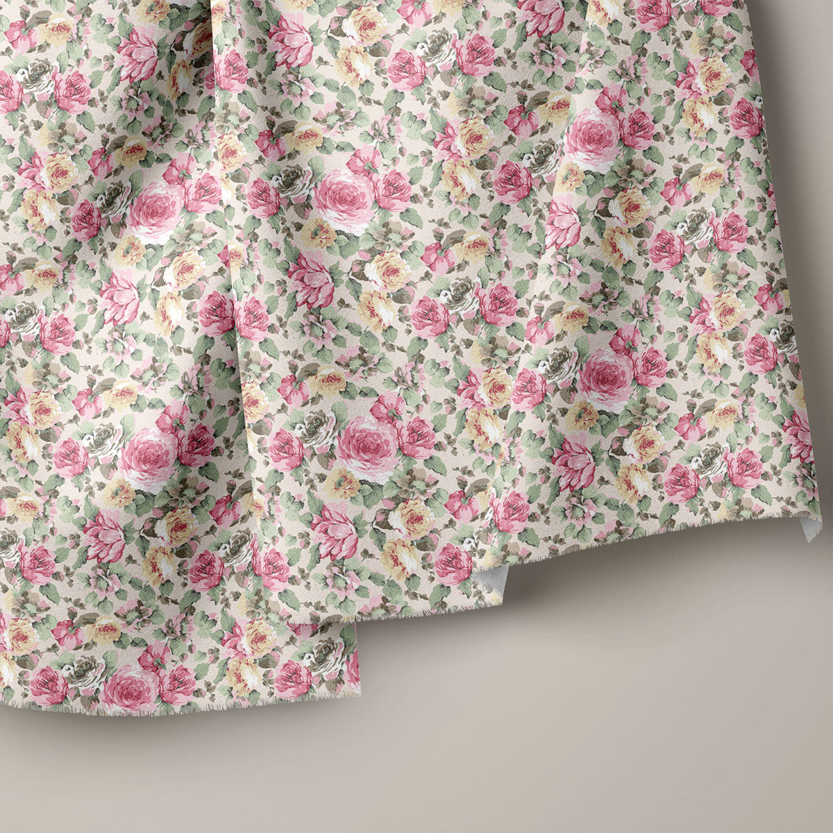 Apple Blossom And Grey Olive Floral Print