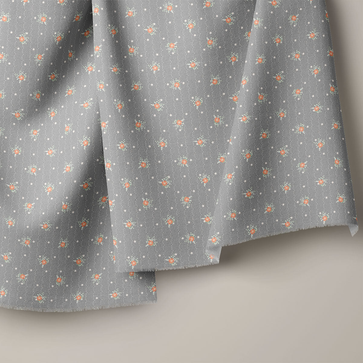 Cadet Grey Daisies Floral Print