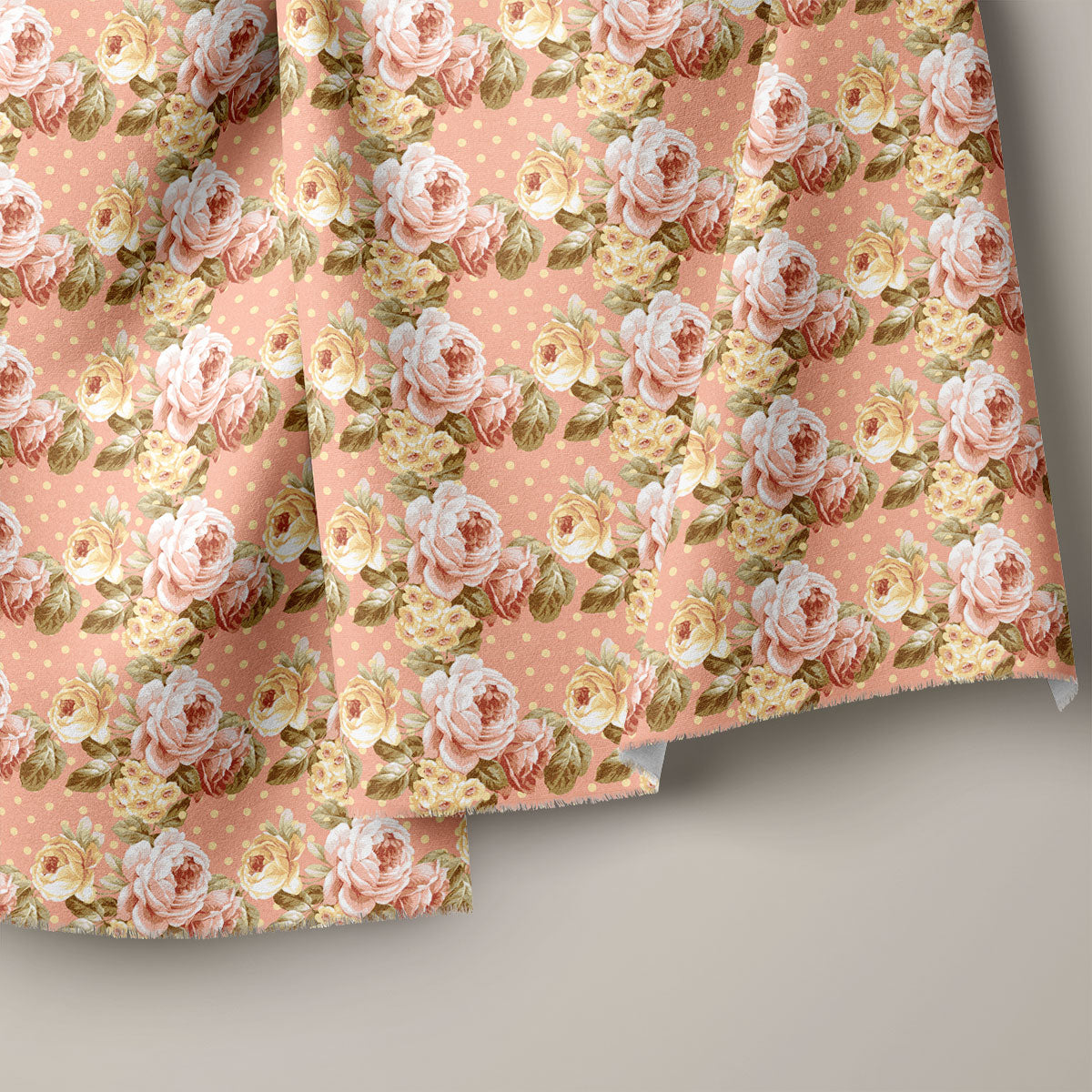 Pale Taupe Vintage Roses Floral Print