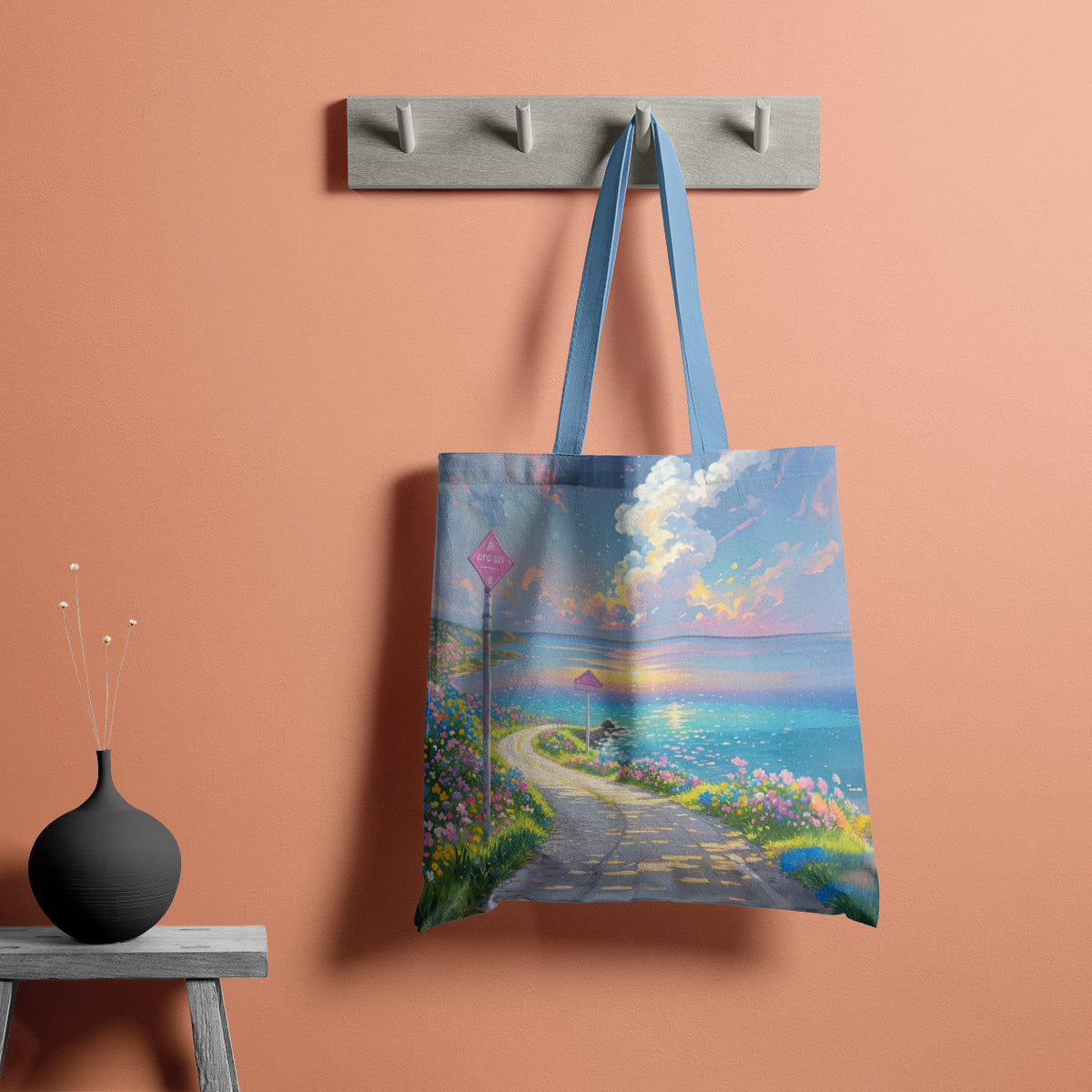 Sunset Coastal Path Dreamscape Tote Bag