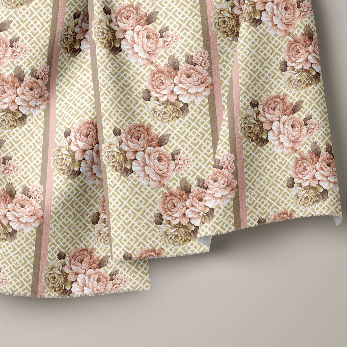 Rosy Brown Vintage Roses Floral Print