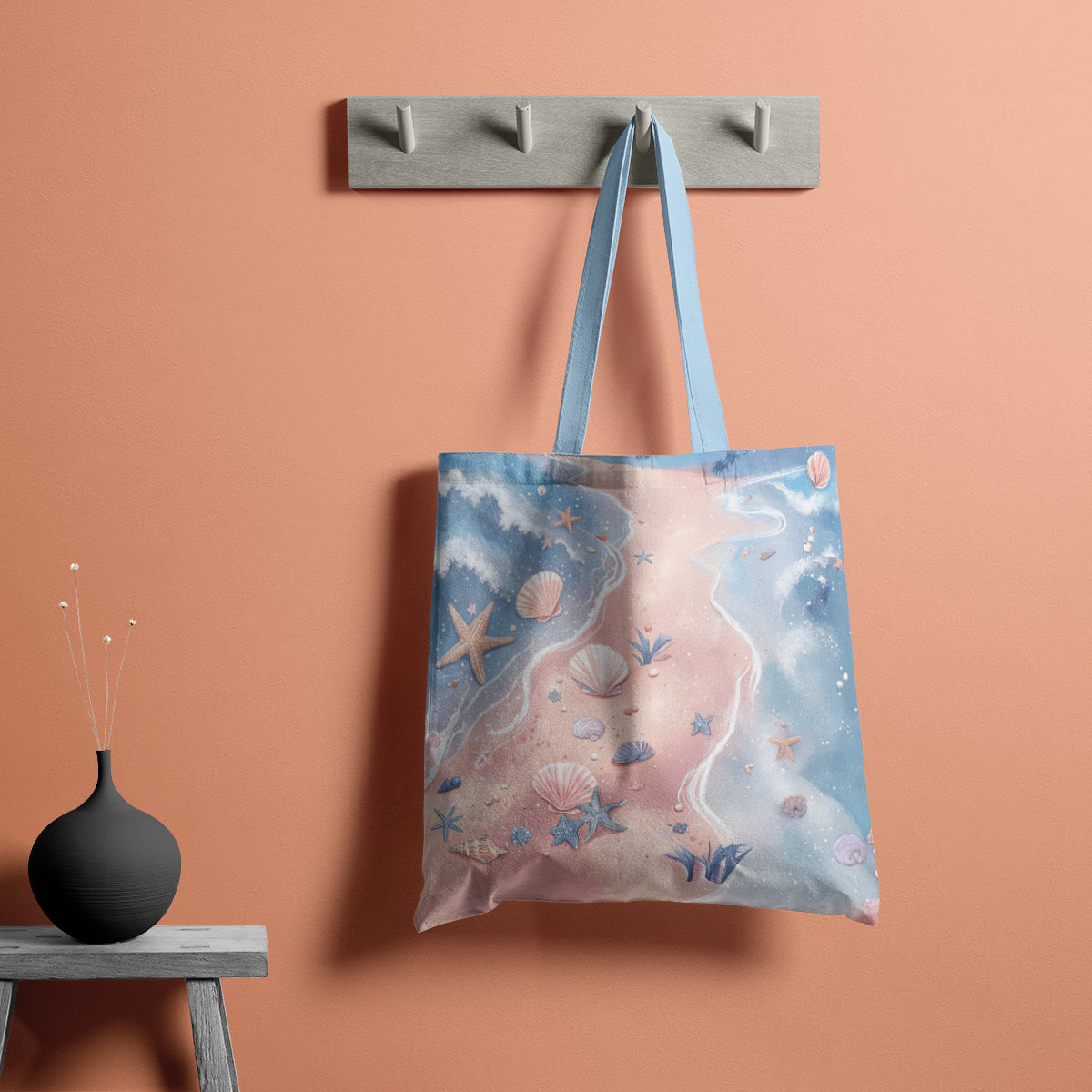 Pastel Seashell Shoreline Summer Tote Bag