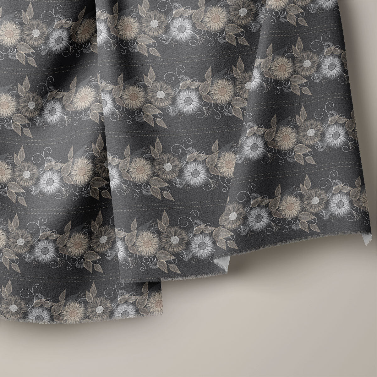 Charcoal Grey Floral Print
