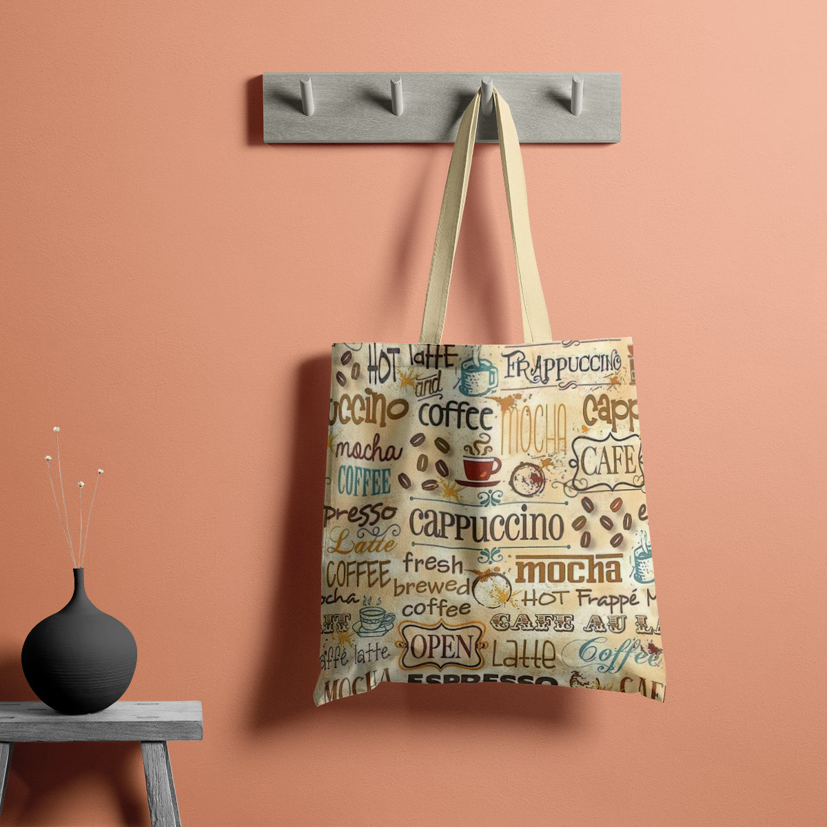 Vintage Coffee Words Café Collage Tote Bag