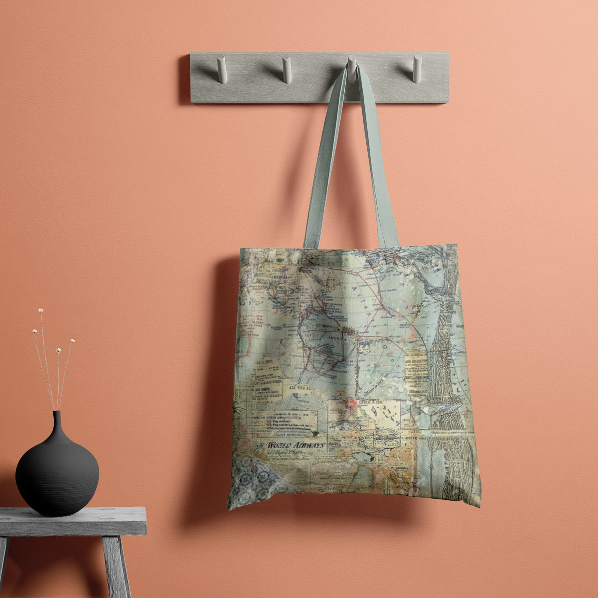 Vintage Explorer Map Travel Collage Tote Bag