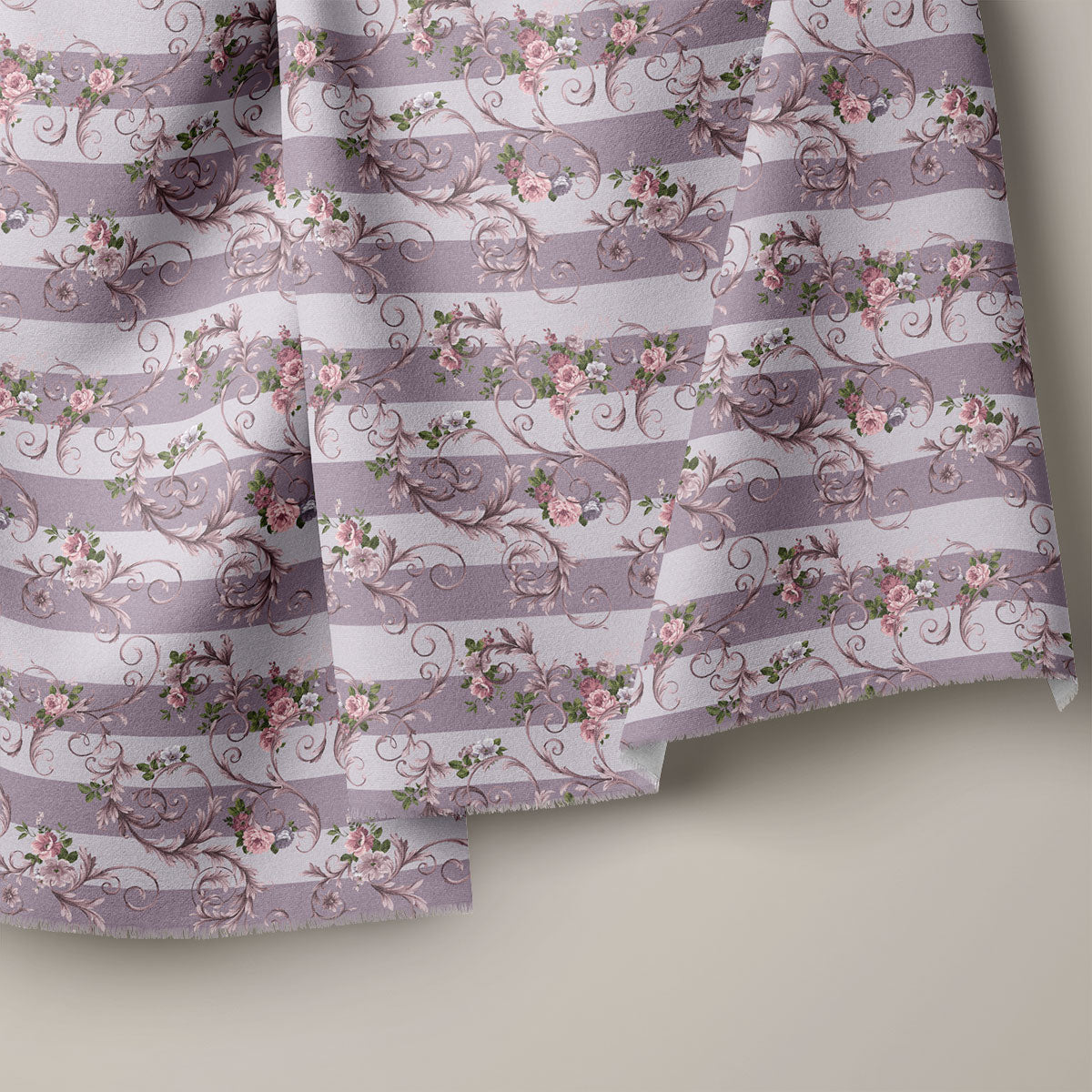 Languid Lavender Vintage Roses Floral Print