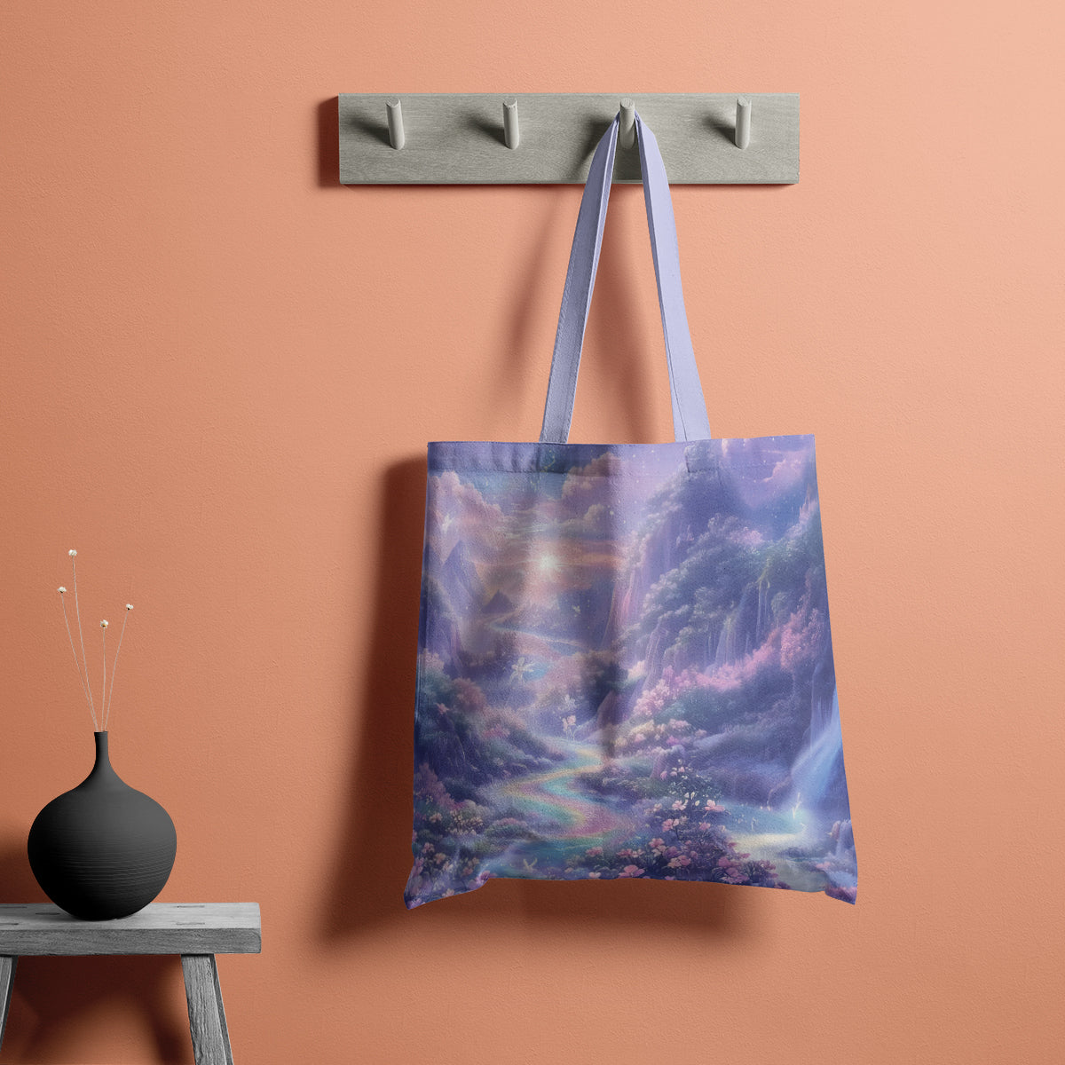 Lavender Dream Valley Pastel Landscape Tote Bag