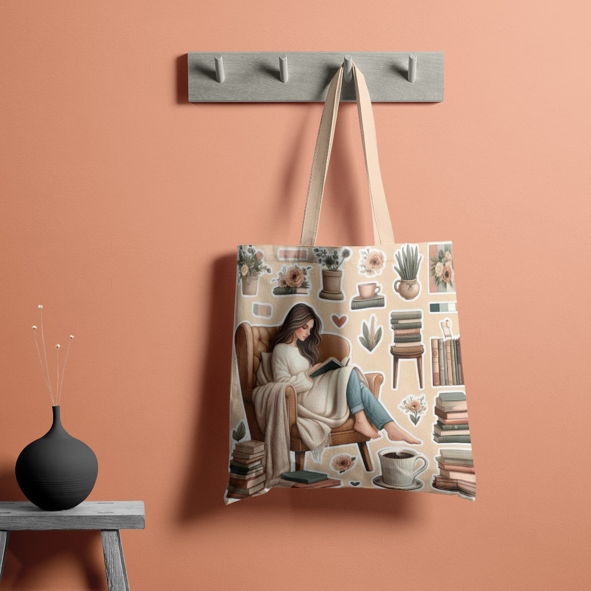 Cozy Reading Corner Pastel Aesthetic Tote Bag