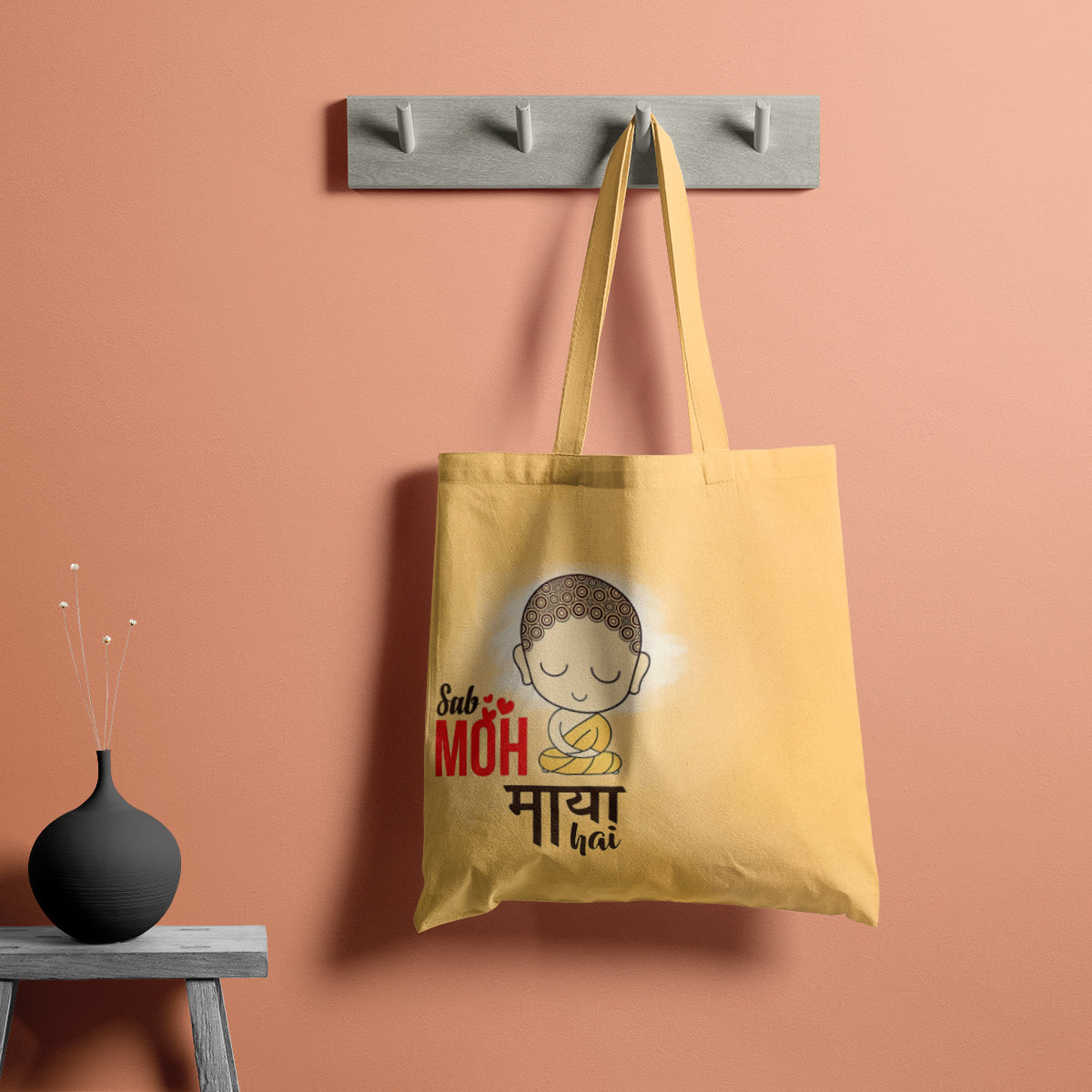 Sab Moh Maya Hai Minimal Buddha Tote Bag