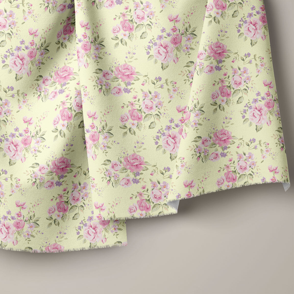 Pale Olive Rose Floral Print