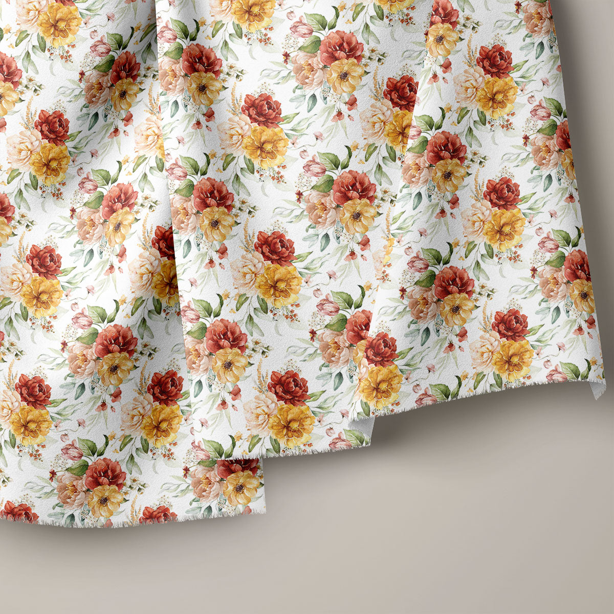 Timberwolf and Metallic Copper Floral Print