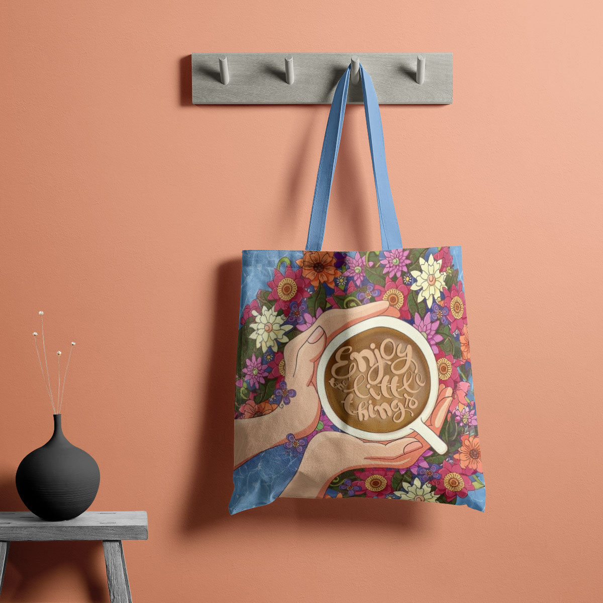 Coffee & Blooms Canvas Tote Bag