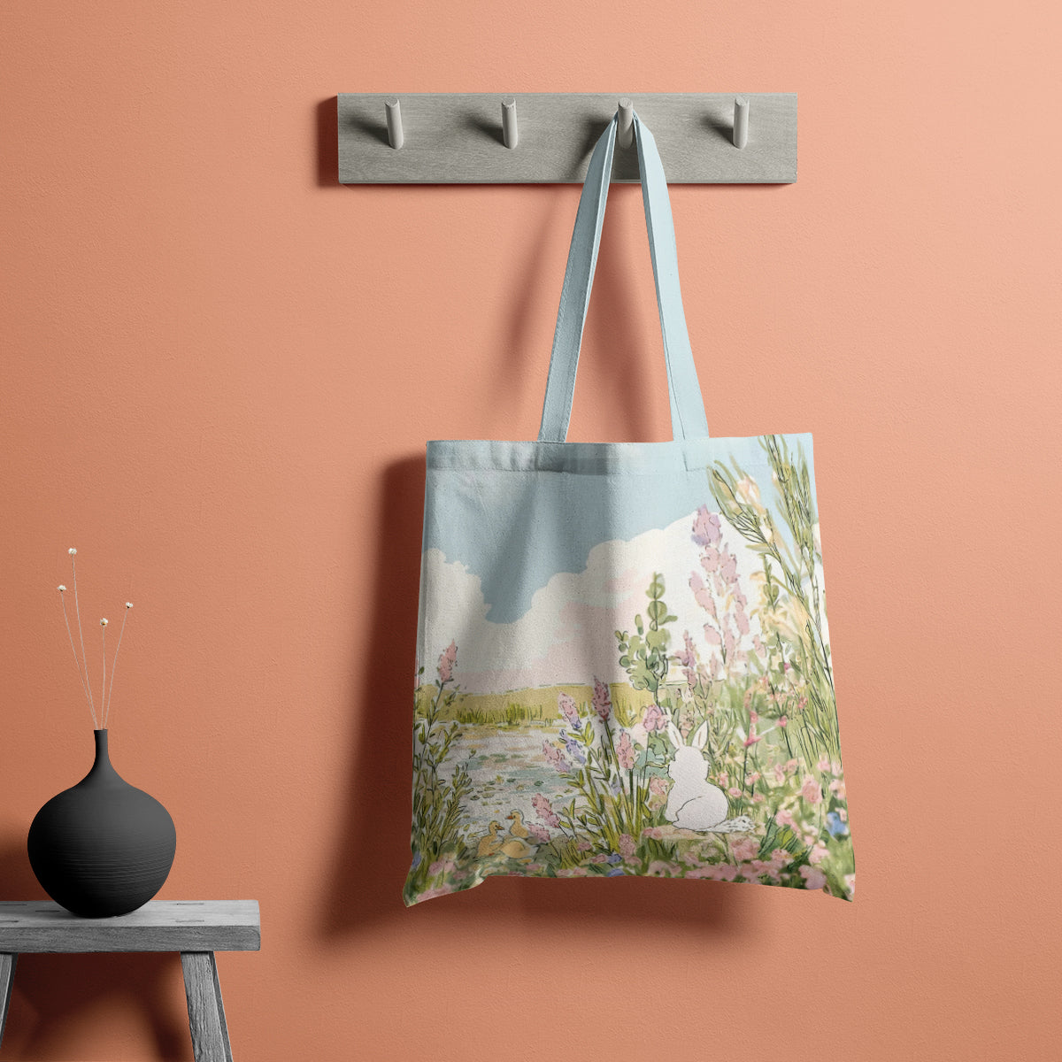 Spring Meadow Bunny Garden Tote Bag