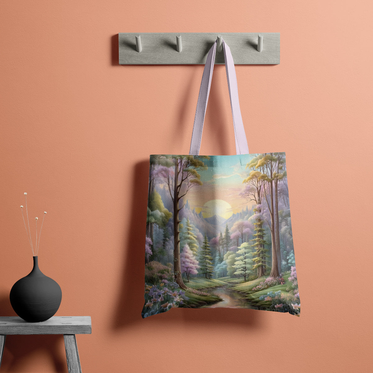 Soft Sunrise Forest Blossom Art Tote Bag