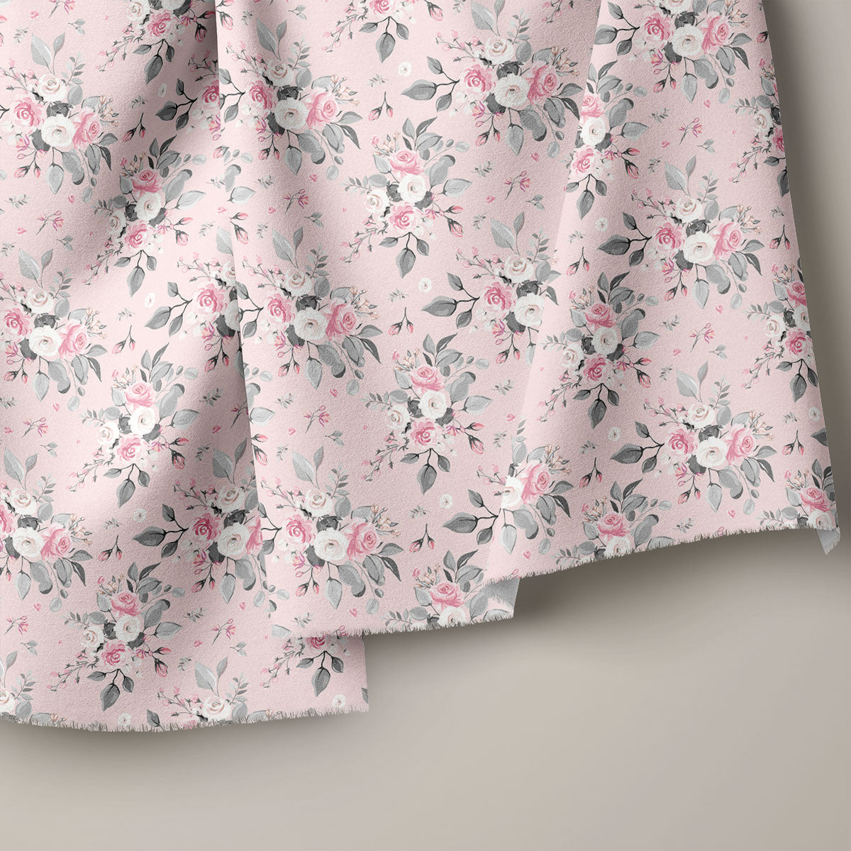 Dusty Grey Roses Floral Print