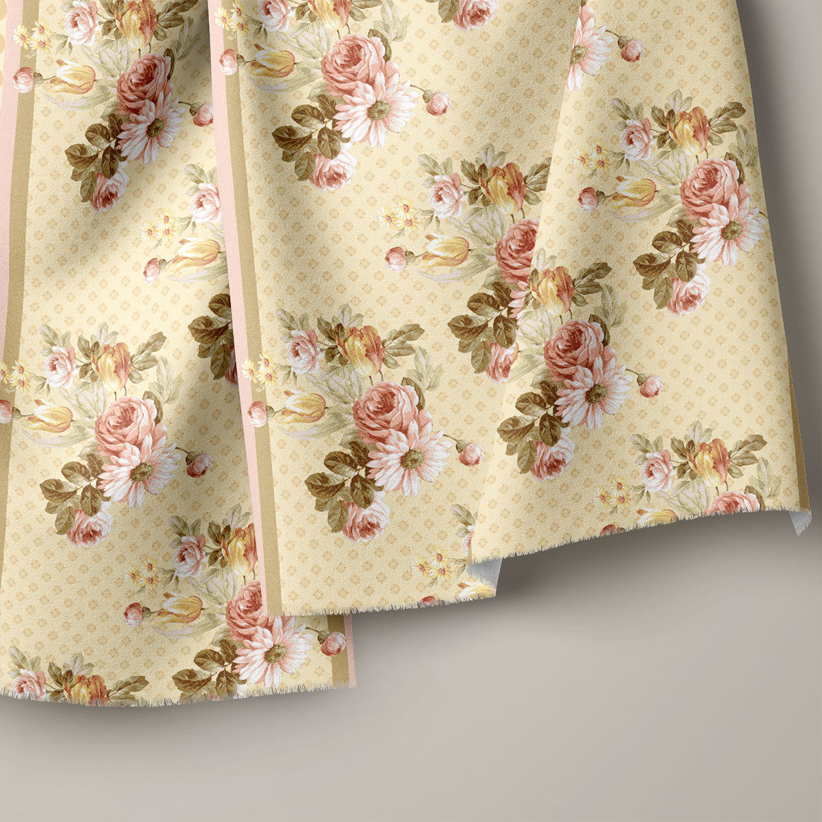 Soft Peach Vintage Roses Floral Print