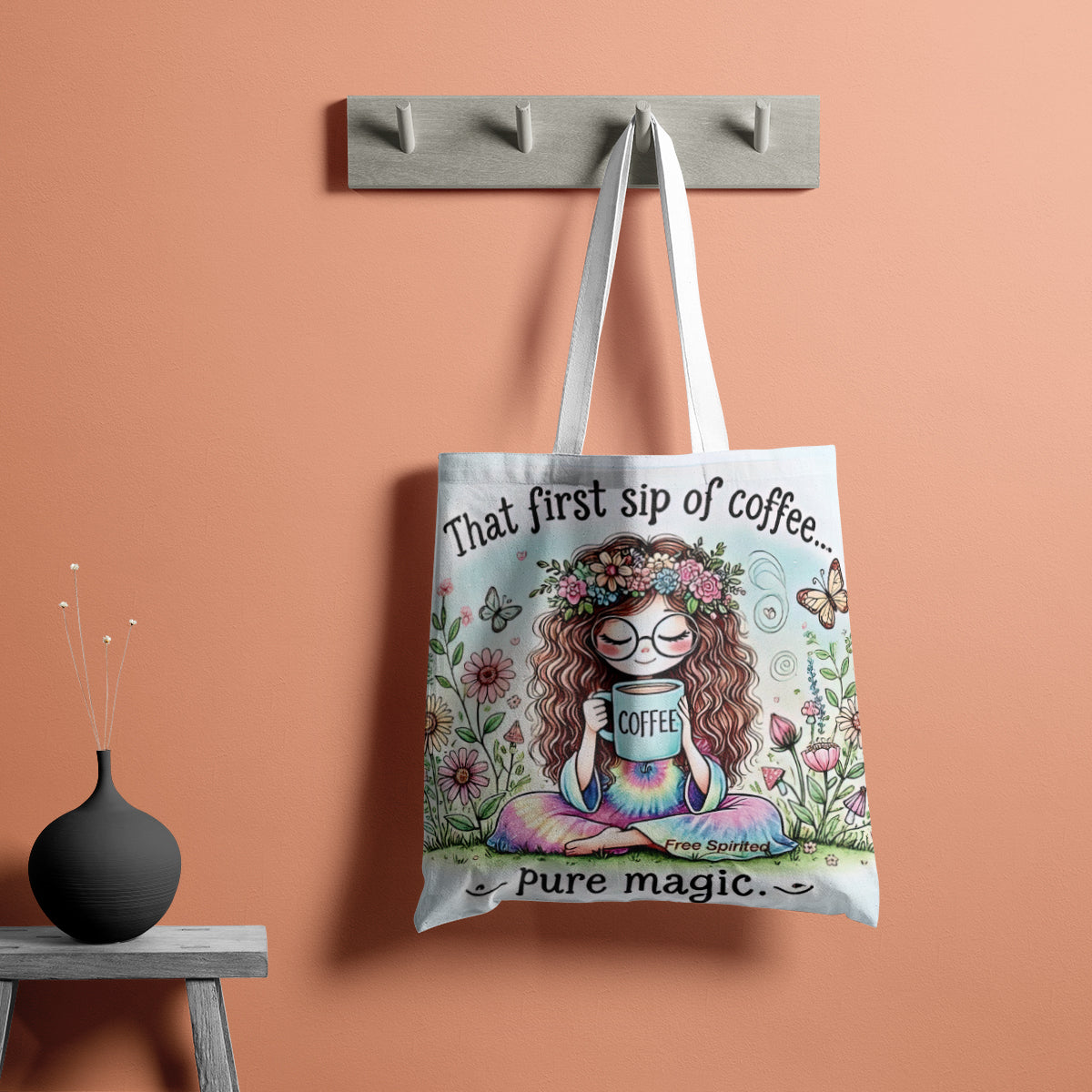 First Sip of Coffee Magical Garden Tote Bag
