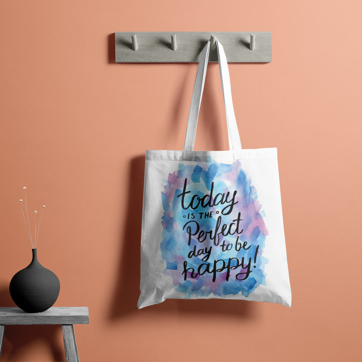 Perfect Day To Be Happy Watercolor Tote Bag