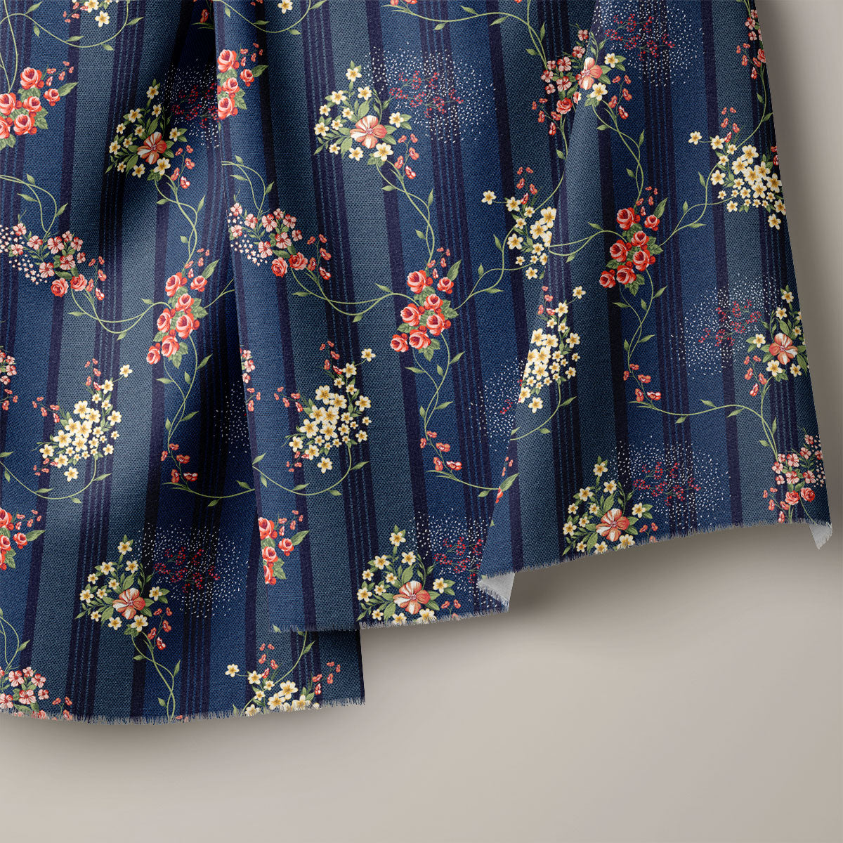 Navy Blue Floral Print