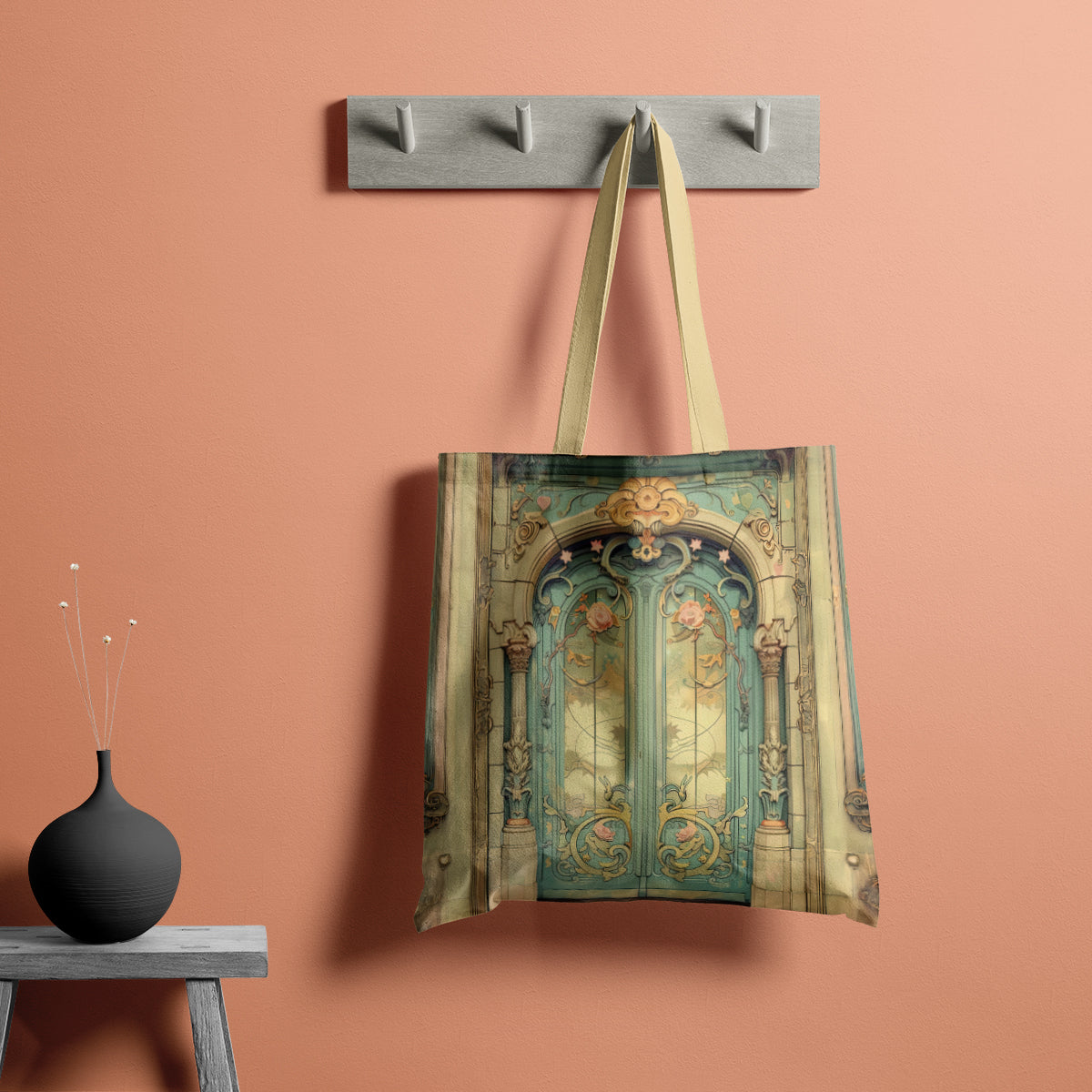 Ornate Pastel Vintage Doorway Art Tote Bag