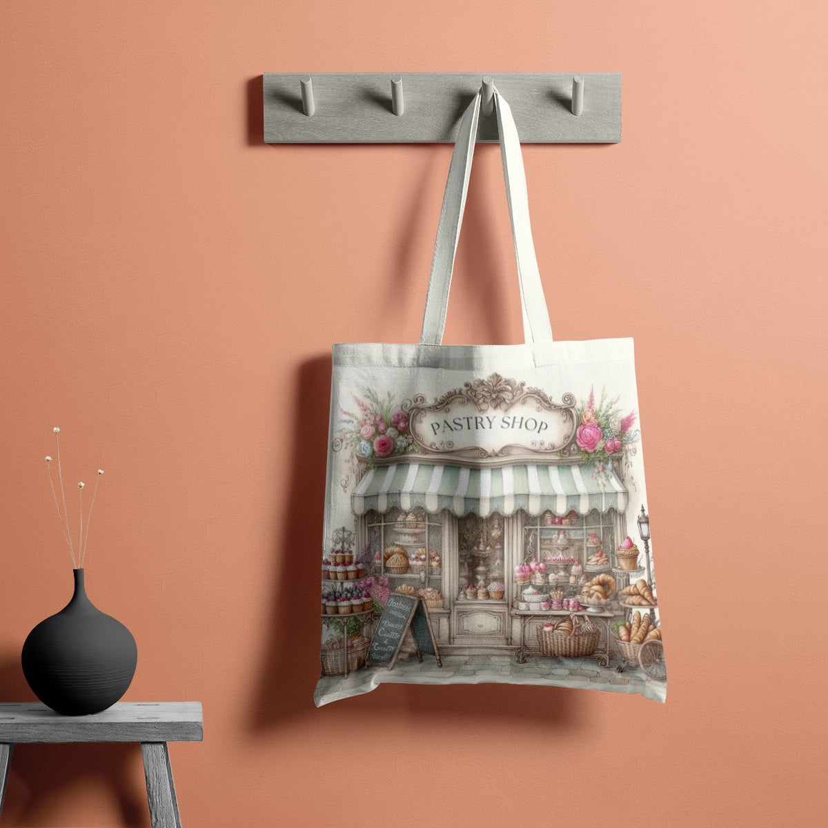 Pastel French Pastry Shop Illustration Tote Bag
