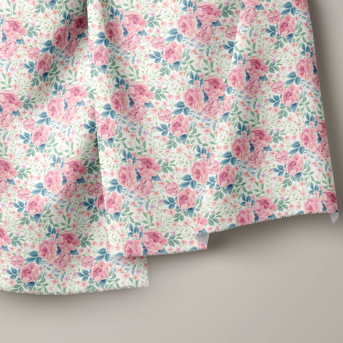 Thistle Green Peonies Floral Print