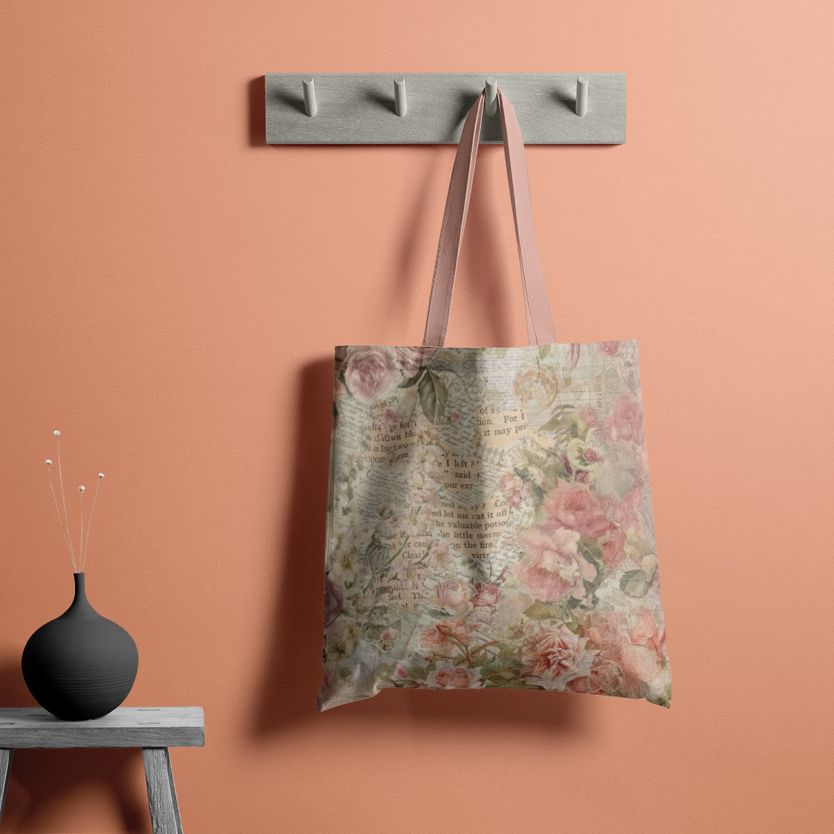 Romantic Pink Garden Collage Tote Bag
