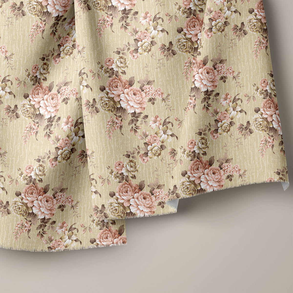 Grey Olive Vintage Roses Floral Print