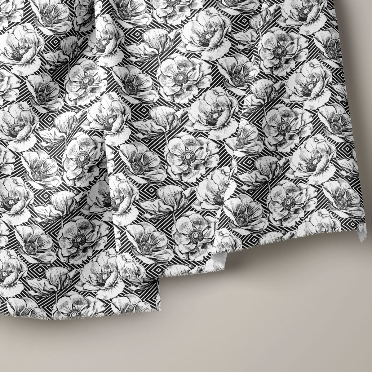 Pastel Grey & Black Floral Print