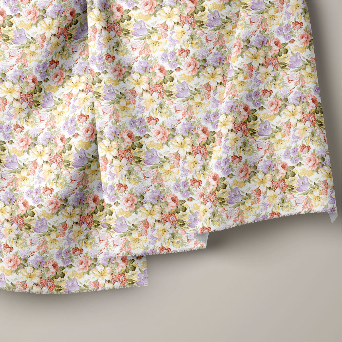Pale Slate Flax Floral Print