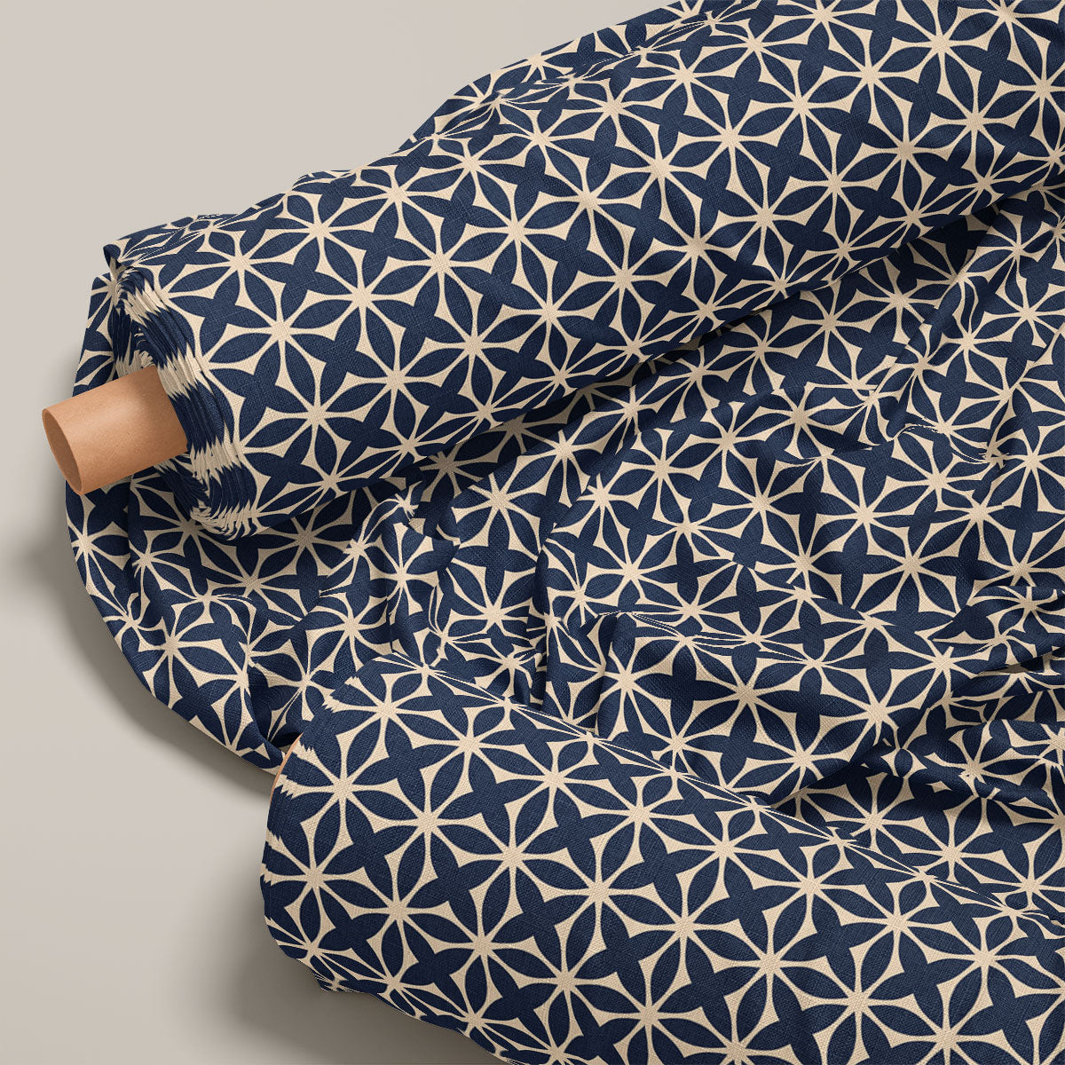 Blue Charcoal And Mushroom Pattern Geometric Print