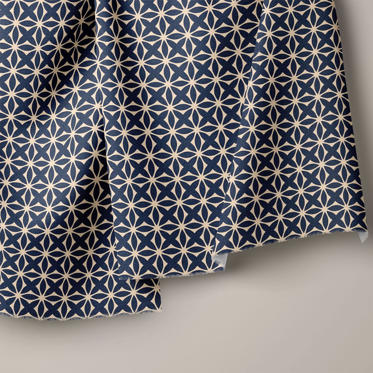 Blue Charcoal And Mushroom Pattern Geometric Print