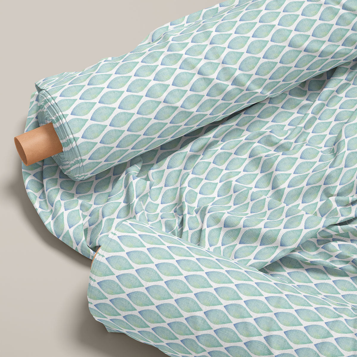 Spanish Green And Dove Grey Pattern Geometric Print
