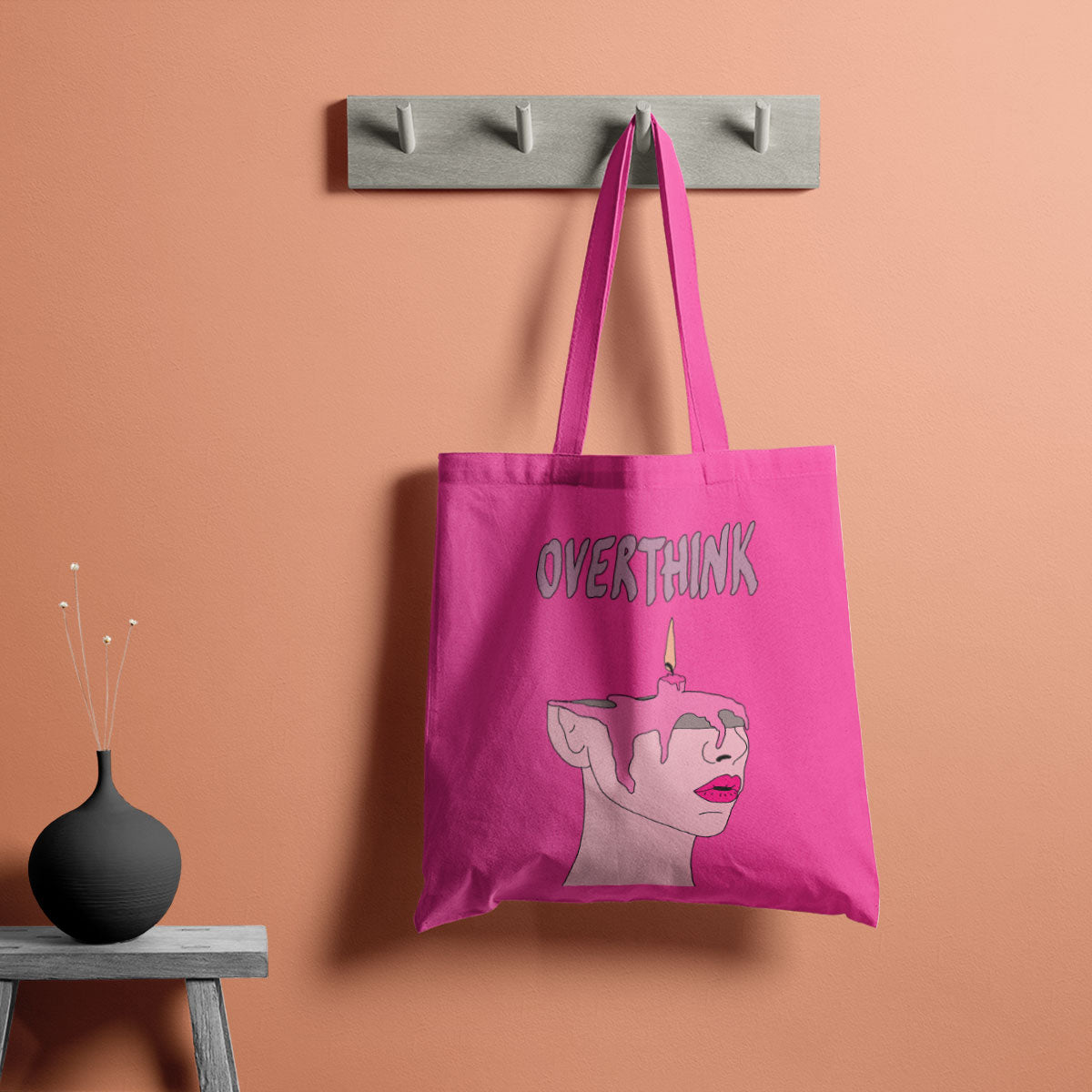 Overthink Pink Canvas Tote Bag