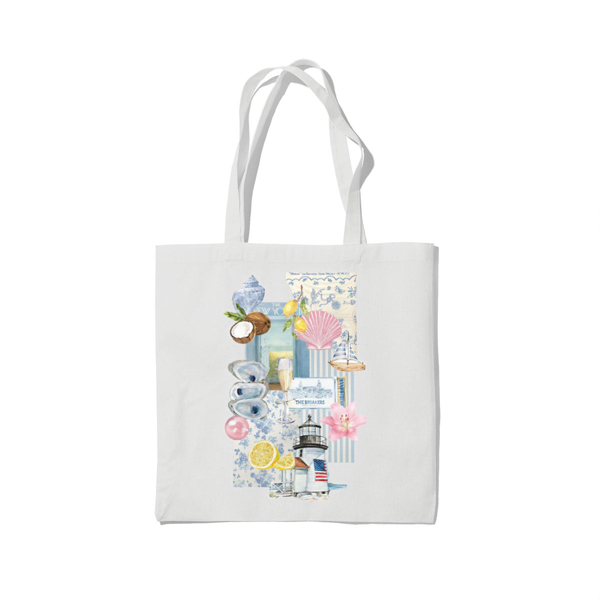 Lighthouse & Shells Canvas Tote Bag