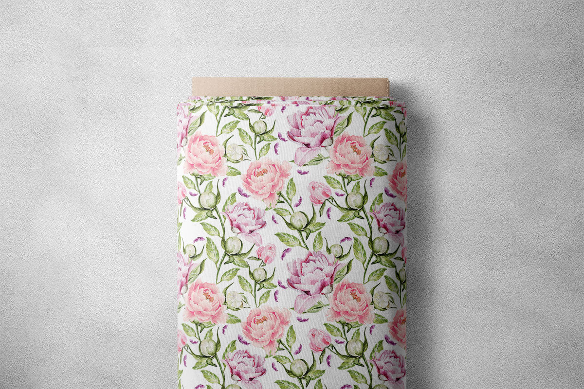 Light Maroon & Faded Pink Roses Floral Print