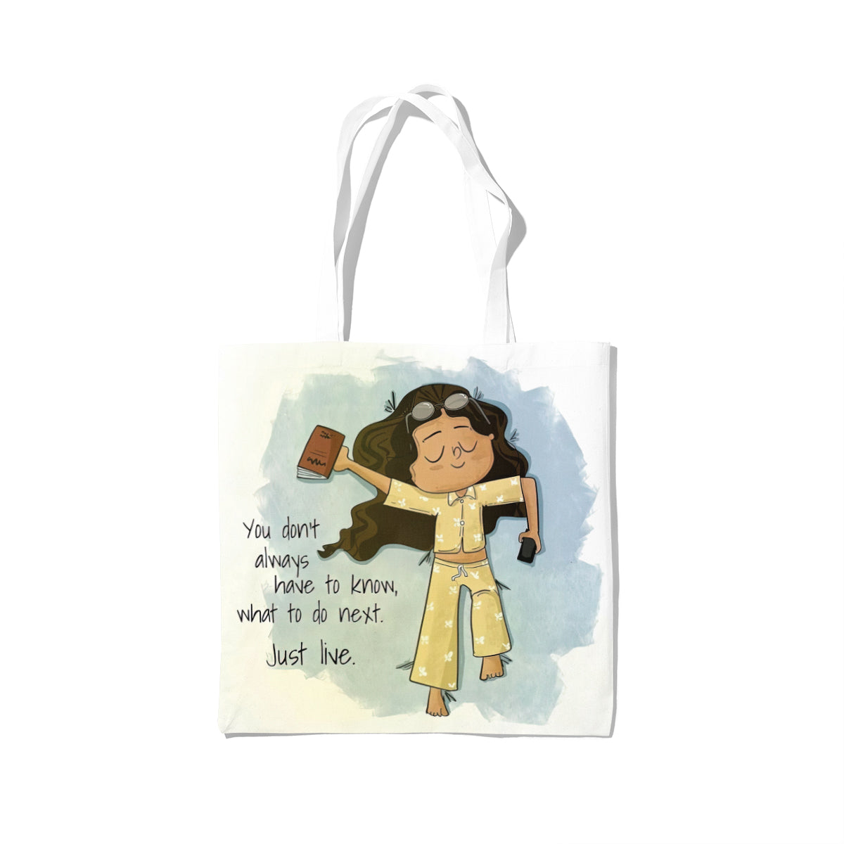 Just Live Chill Life Illustration Tote Bag