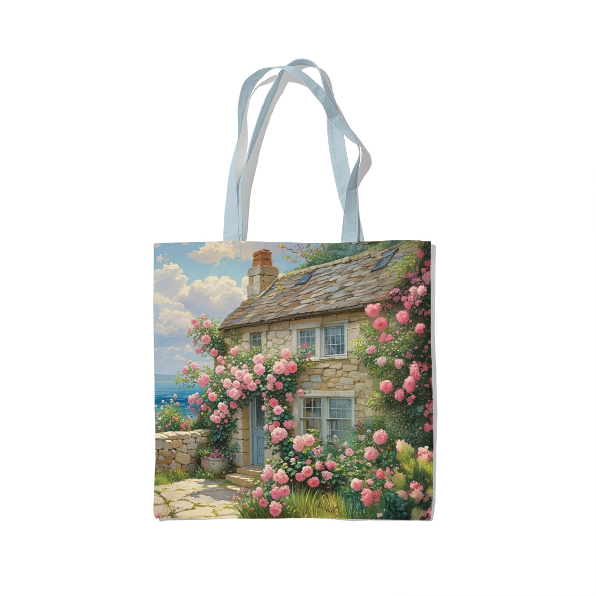 Rose-Covered English Cottage Garden Tote Bag