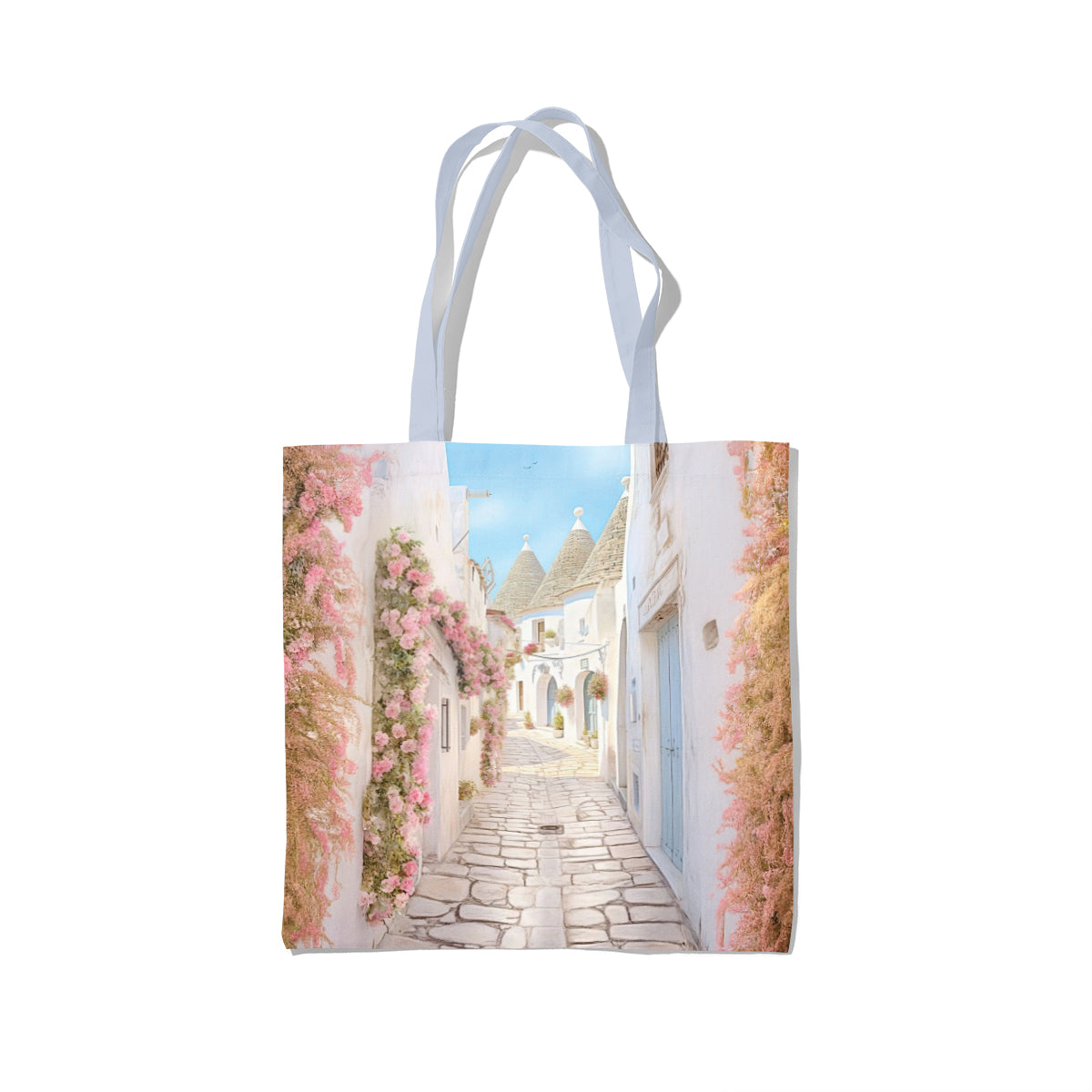 White Blossom Mediterranean Street Tote Bag