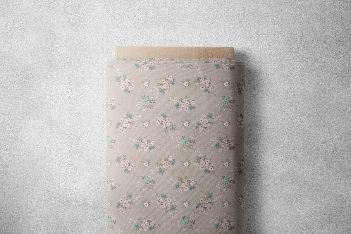 Pastel Grey Vintage Floral Print