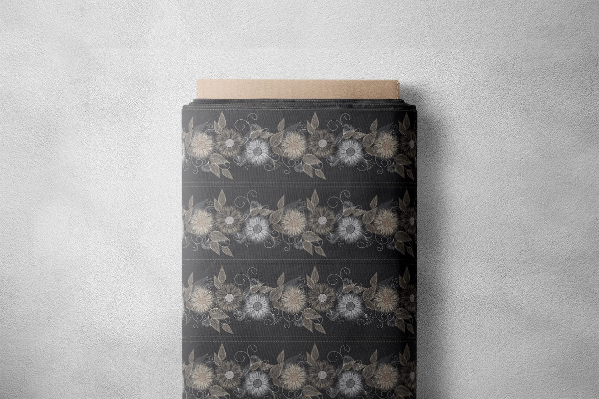 Charcoal Grey Floral Print