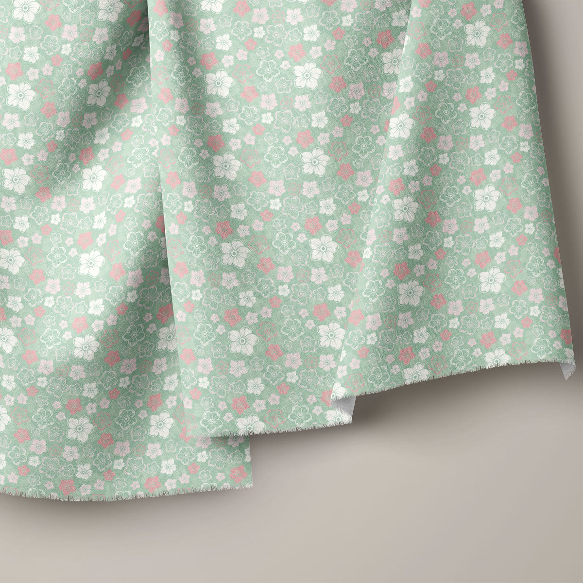 Tea Green Spring Floral Print