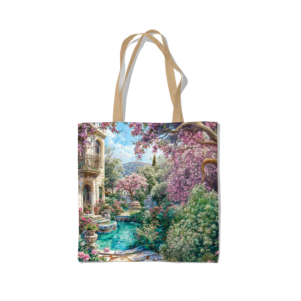 Romantic Blossom Mansion Garden Tote Bag