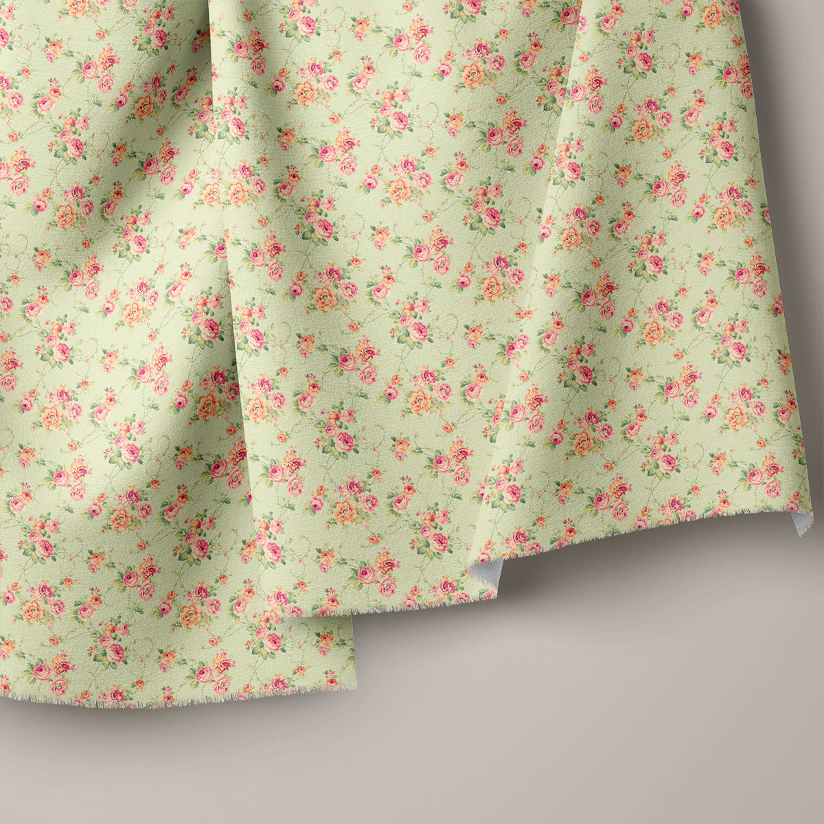 Greenish Yellow Rose Floral Print