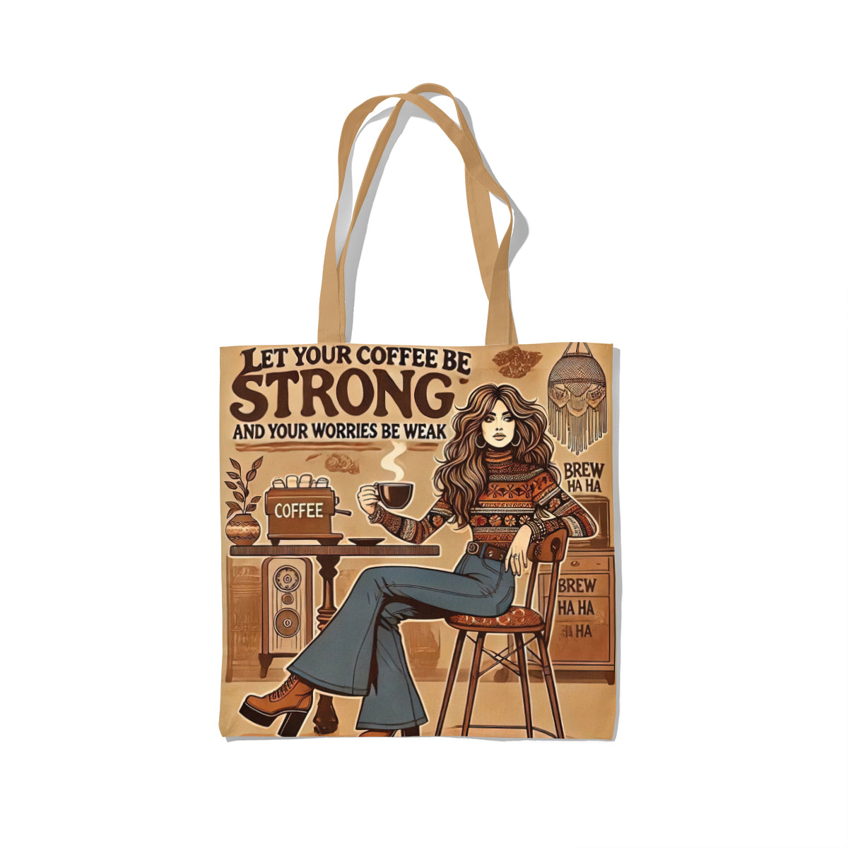 Vintage Strong Brew Café Girl Tote Bag