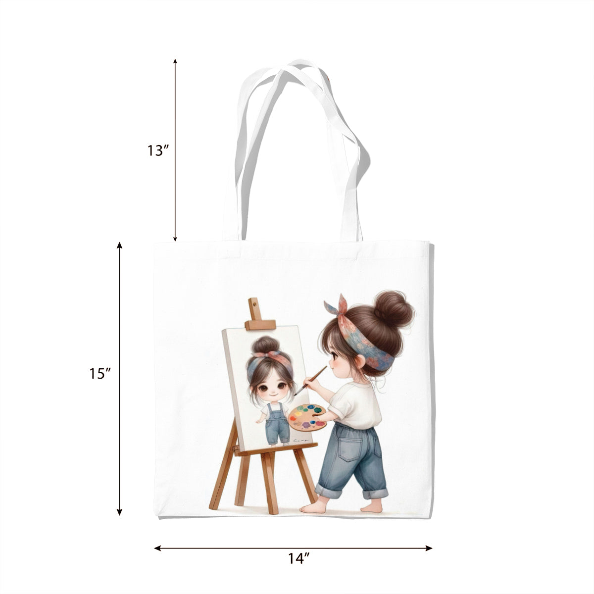 Mini Artist Self-Portrait Cartoon Tote Bag